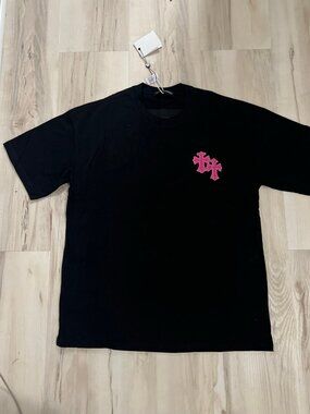 Chrome Hearts black T-Shirt|Pink Cross Logo Size L